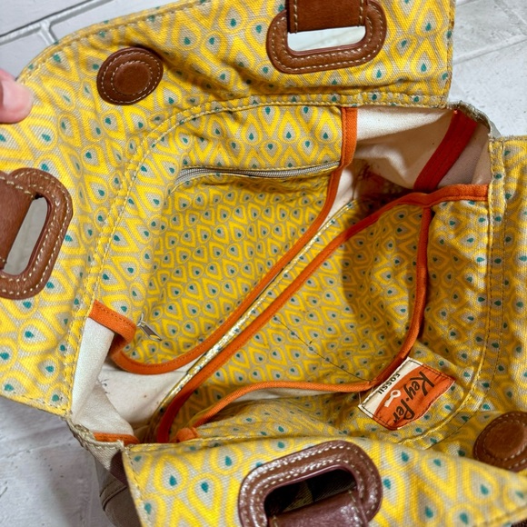 FOSSIL Key Per City Birds Gray Coated Canvas Leather Shoulder Bag - Picture 10 of 16